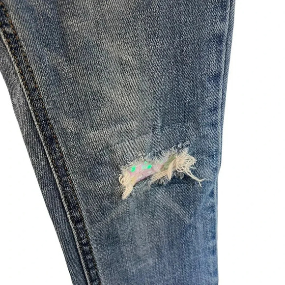Cat & Jack Girls Skinny Jeans Size 6 Distressed Sequins Light Wash Stretch Denim - Picture 4 of 5
